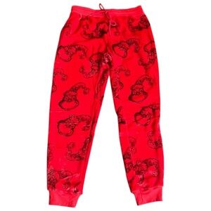 NWOT The Grinch Red Jogger Velour Sweatpants Elastic/Drawstring Waist Pockets